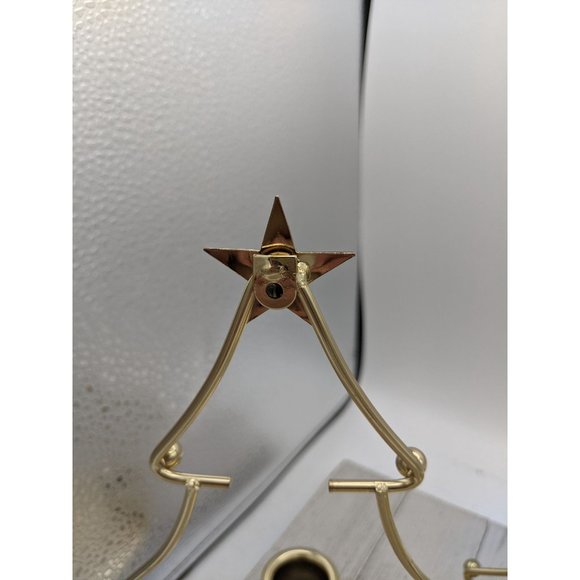 Set 3 Christmas Tree Candlestick Holder Wall Table Decor Metal Gold Brass 8 1/2" - Picture 6 of 7
